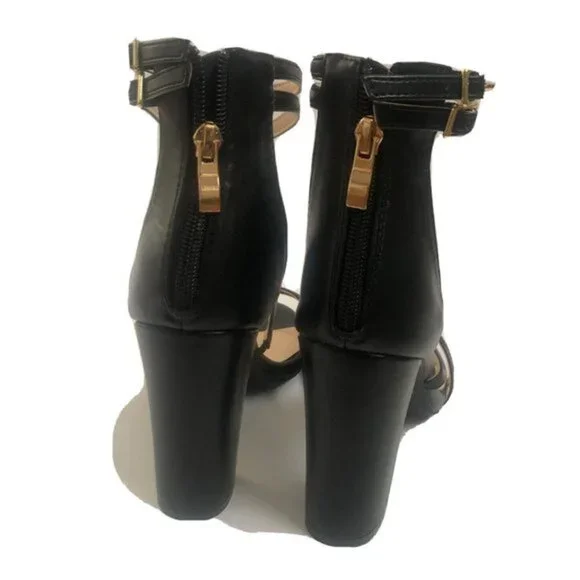 Olivia Miller Women’s strappy Shoes Sandle Black size 9 Ankle Strap Back Zip Heels